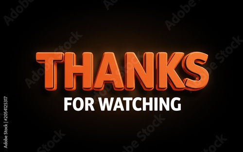 3 d orange thanks for watching text on a dark background