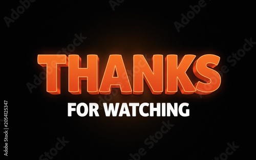 3 d orange text thanks for watching on black background