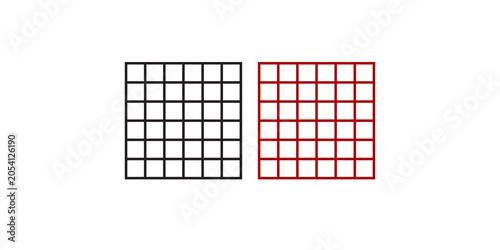 Two square wireframe grids in different colors