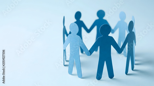 Blue paper figures in circle isolated on transparent background