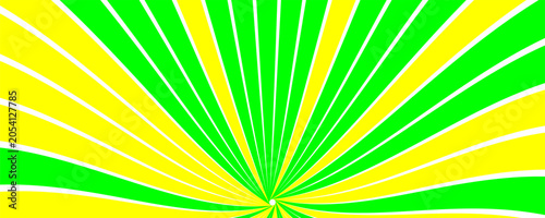 Abstract green and yellow sunburst background, modern retro comic spiral ray burst vector illustration