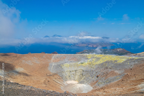 Canvastavla Panoramic view of the Gran Cratere della Fossa volcanic crater on Vulcano Island