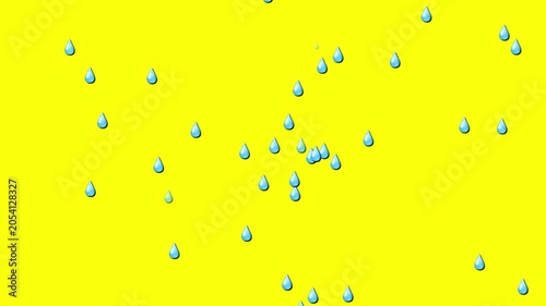 4K Rain Animation Stock Footage, raindrops on Yellow Background