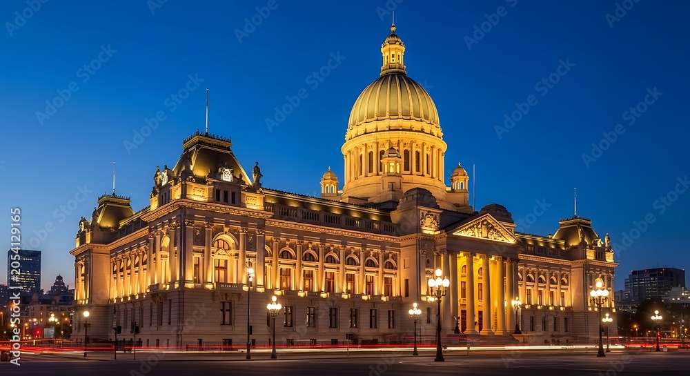 Fototapeta premium Illuminated Government Building at Dusk.