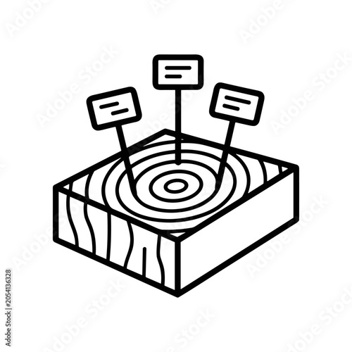 Wooden block with target signs.