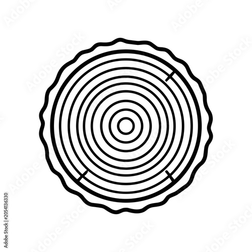 Black concentric circle design element.