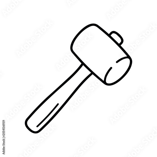 Black and white line art mallet.