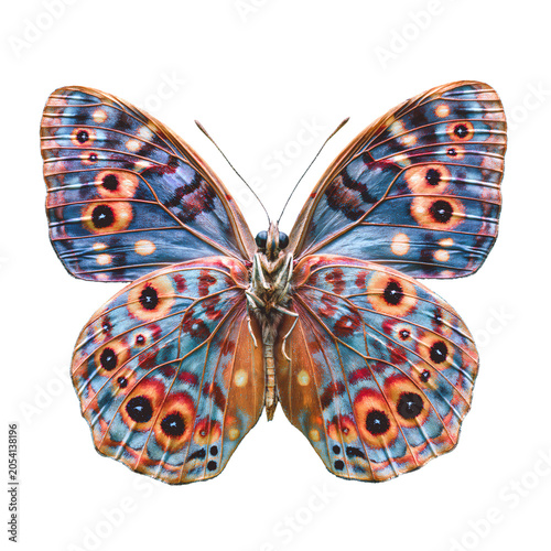 Colorful butterfly detailed wing patterns, isolated on transparent background, png