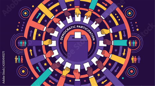 Obraz na plátně Democratic Participation Process Vector Illustration
