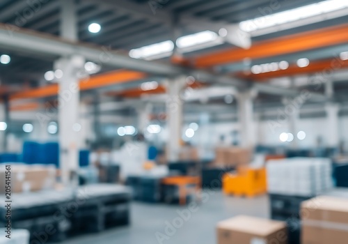 Industrial warehouse interior with machinery and equipment.