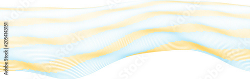 Abstract wave background made of yellow and light blue dotted lines vector illustration