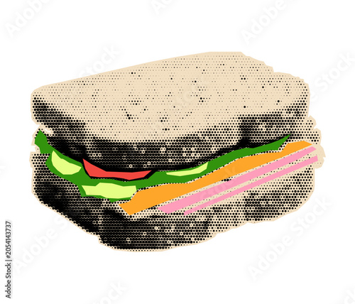 Sandwich back to school halftone cut out scrapbook element.