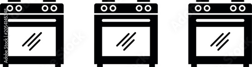 Bild auf Leinwand Kitchen stove oven icon collection featuring household cooking appliance symbols