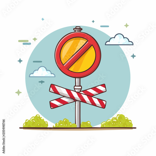 No Entry Sign with Barrier