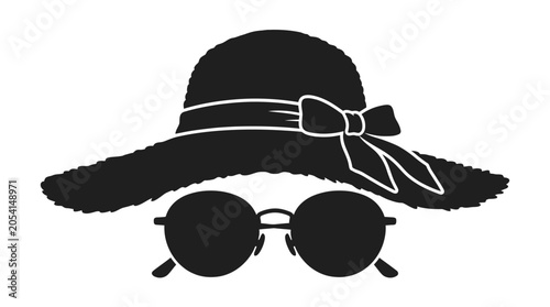 Photography black silhouette vector, isolated, white background, summer, Fashion accessories