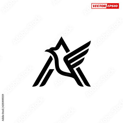 фотографія Elegant Black Bird Incorporated into Letter A Logo Design.