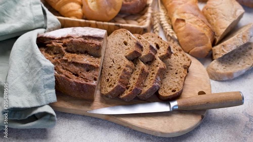 Fresh baked bread assortment on a kitchen counter