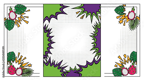 Colorful floral frame design template.
