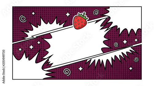 Vibrant illustration of a strawberry on a skateboard.