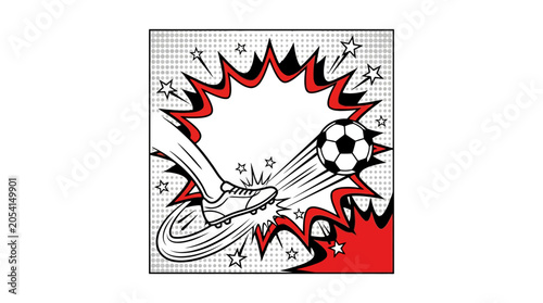Illustration of a soccer player kicking ball.