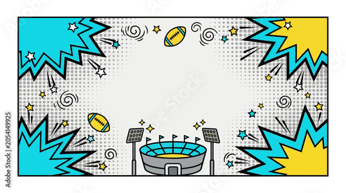 American football stadium in comic style.