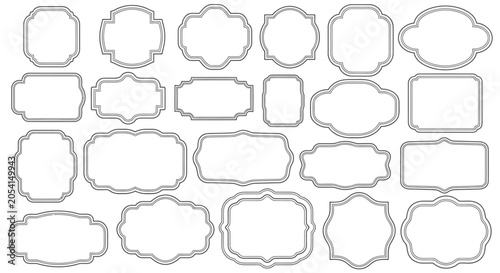 Set of Diverse Decorative Frames and Labels with Varied Shapes and Borders on an Isolated White Background