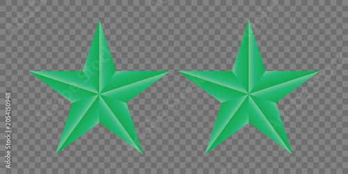 Green Five pointed Stars With Gradient Transparent Background