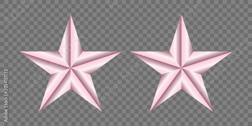 Pink five pointed stars with gradient transparent background vector illustration