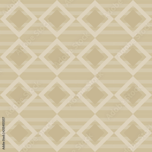 Elegant abstract seamless background with geometric diamond shapes and horizontal stripes in beige