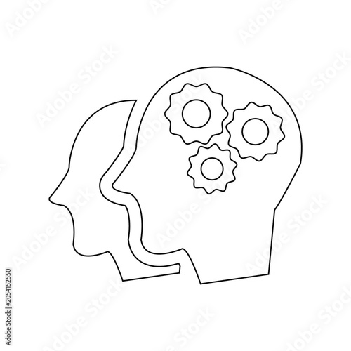 Human Mind with Gears Icon Vector Illustration