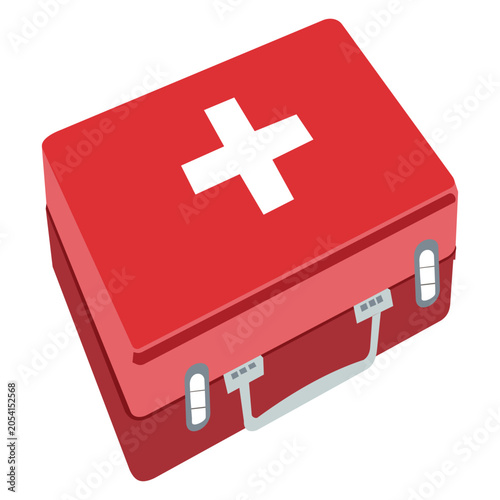 Red first aid kit case vector illustration isolated