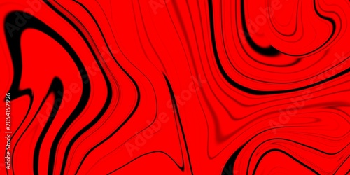 Dynamic red abstract wave pattern background with flowing black curved line textures