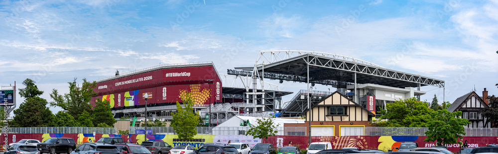 Naklejka premium View of Toronto Stadium BMO Field prepared for FIFA World Cup 2026. Toronto, Canada - June 9, 2026.