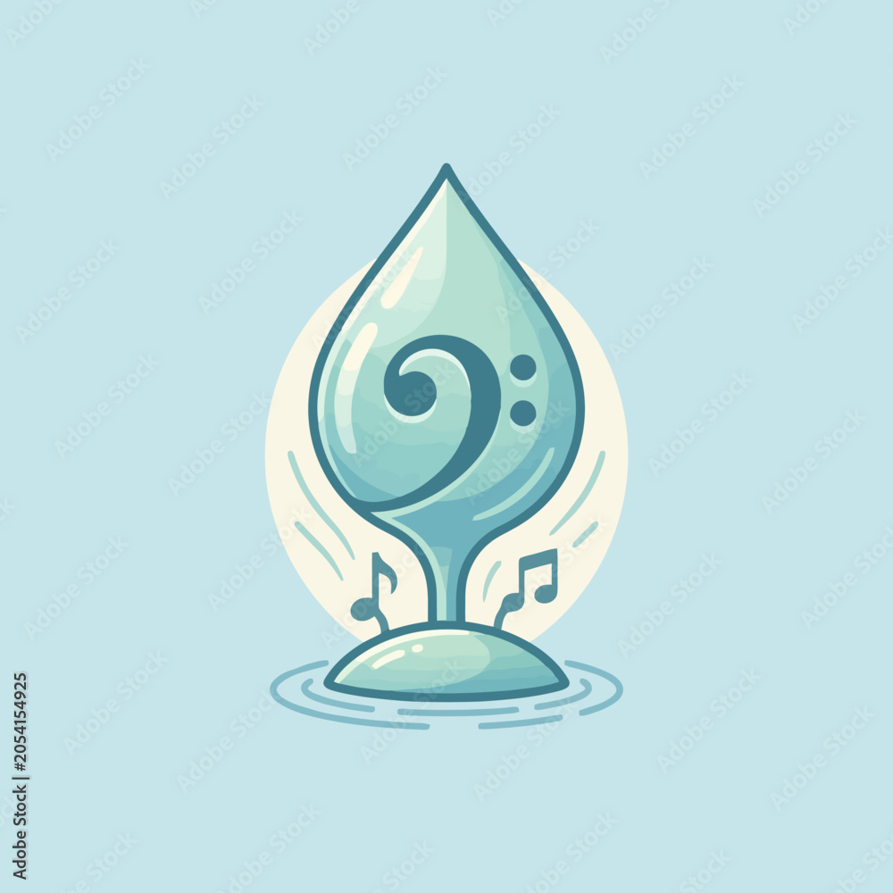 Fototapeta premium A stylized water drop icon featuring a musical bass clef symbol