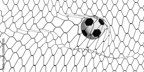 Fotografie High-quality, fully editable vector illustration of a soccer ball hitting the back of the net, capturing the thrilling moment of scoring a goal