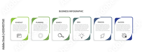 Timeline creator infographic template.6 Step timeline journey, infographics design template vector illustration.	