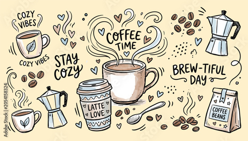 Photos Cozy coffee time illustration with heartfelt vibes