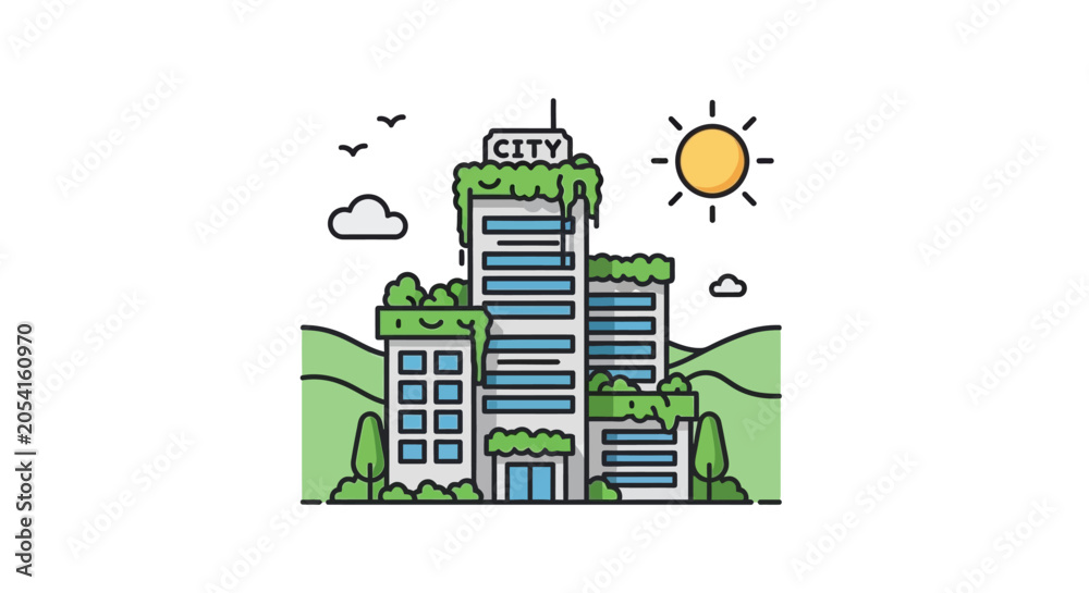 Fototapeta premium Eco friendly city with green buildings.
