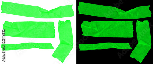 Quadro su tela Neon green gaffer tape strips set, fluorescent adhesive masking tape pieces on w