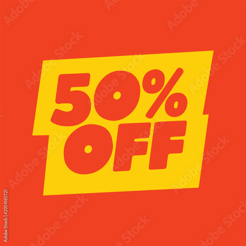 Cuadro en lienzo 50 percent off half price sale discount promotion badge vector
