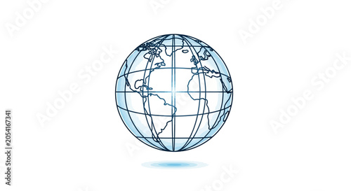 Фотография Wireframe Globe Earth Map Illustration.