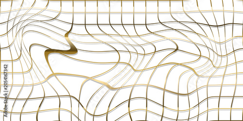 Obraz na plátně Abstract metallic gold gradient background, with distorted black, grid lines and