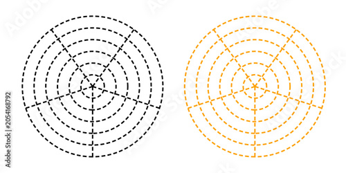 Obraz na plátne Two adjacent pixel circular shapes in black and orange on a plain white backgrou