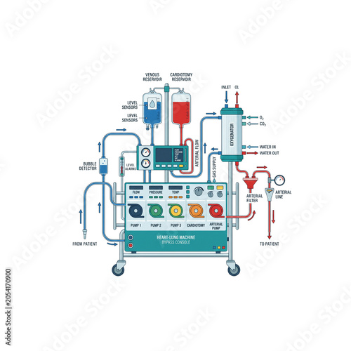 Heart-Lung Bypass Machine Transparent PNG, Cardiopulmonary Bypass Equipment for Open Heart Surgery, Advanced Medical Device