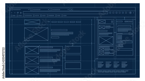 Blueprint design template for web page layout.
