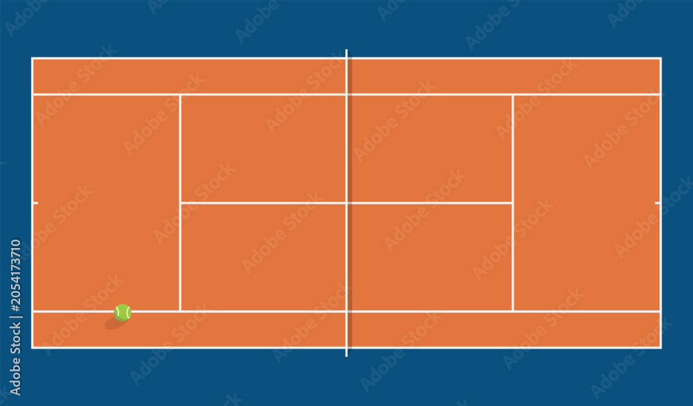 Naklejka premium Tennis court background featuring a tennis ball on a colorful court surface with net and court markings