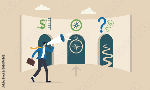 Fotografía Choosing, pathway, decide for new job or select important chance, right or wrong