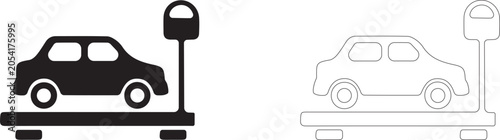 Obraz na płótnie Vehicle scales vector icon, transport weigh control station symbol, warehouse logistics and car mass measurement
