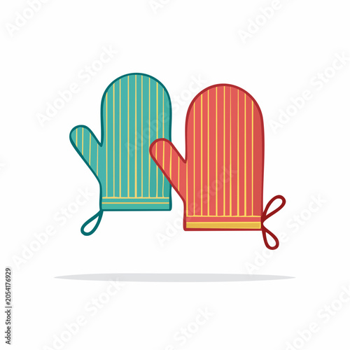 Pair of Striped Oven Mitts