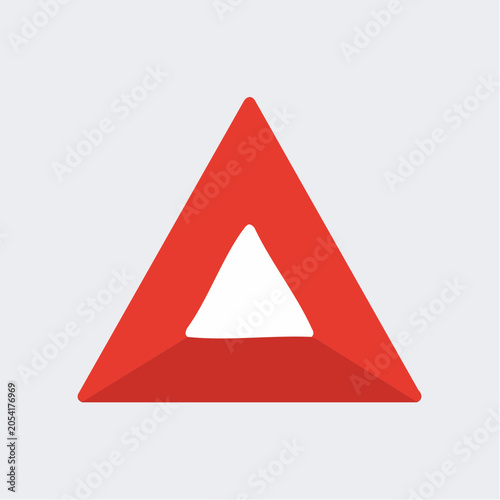 Red Triangle with White Inner Triangle on Gray Background